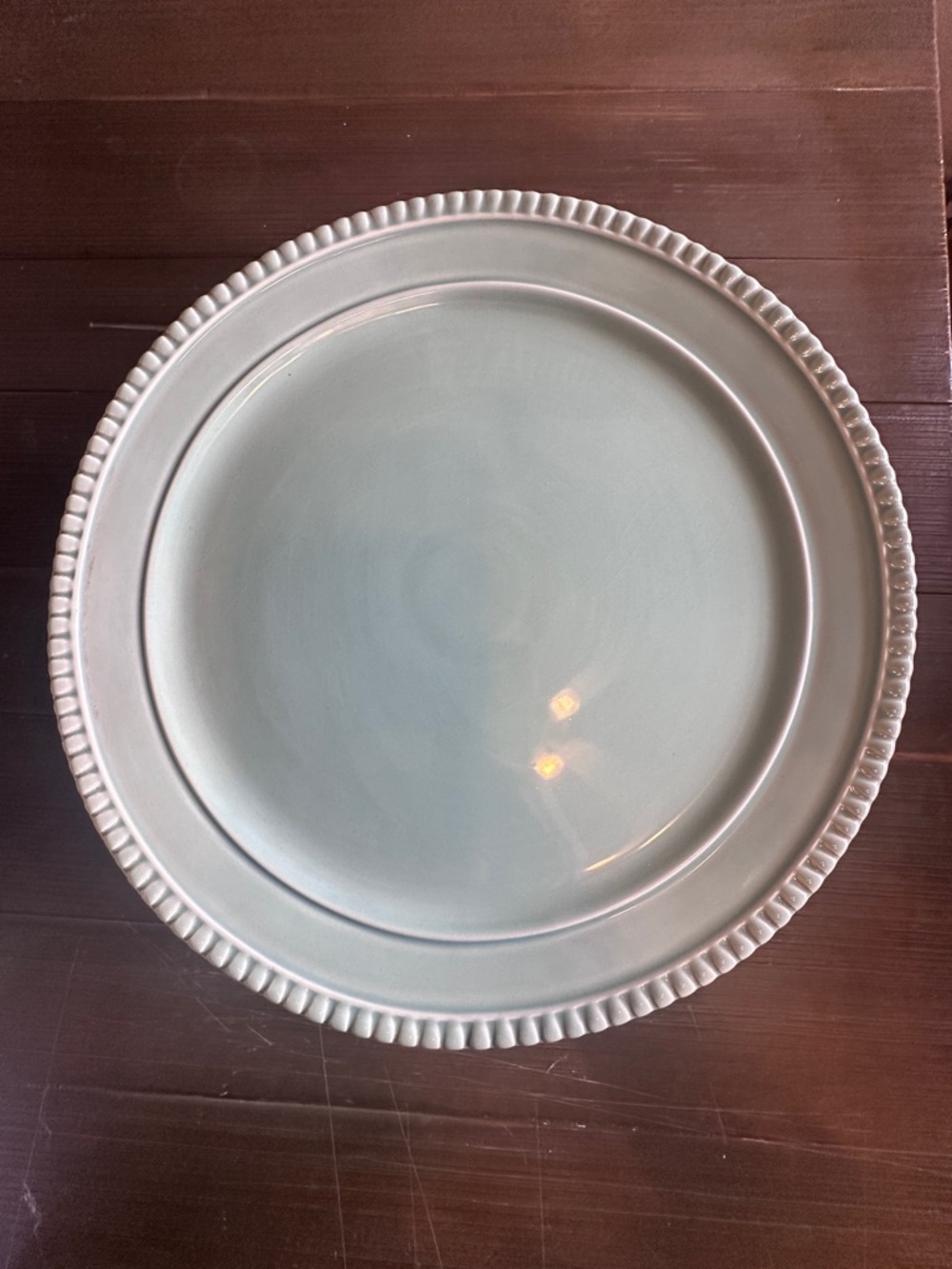 Vintage SADestinos Beaded Edge Blue Pedestal Cake Stand Plate from Anthropologie - Picture 2 of 6
